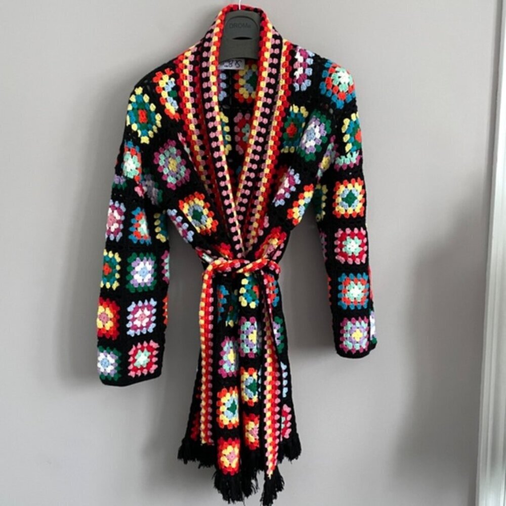 MC2 Saint Barth Multicolor Crochet Wool Coat With Belt - S/M, NWOTs 🇮🇹 - Picture 13 of 16